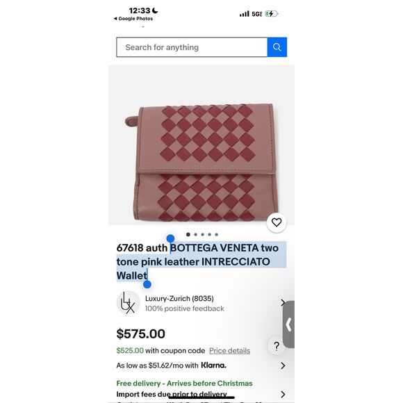 BOTTEGA VENETA two tone mauve pink leather INTRECCIATO Wallet Full Set - Picture 11 of 11